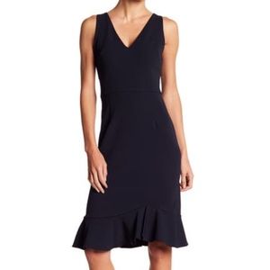 Betsey Johnson Ruffle Hem V-Neck Dress Navy 10